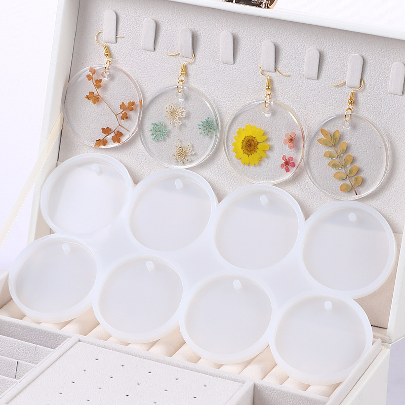 Mixing Cup Silicone - 8/12pcs Round Oval Pendants Resin Mold