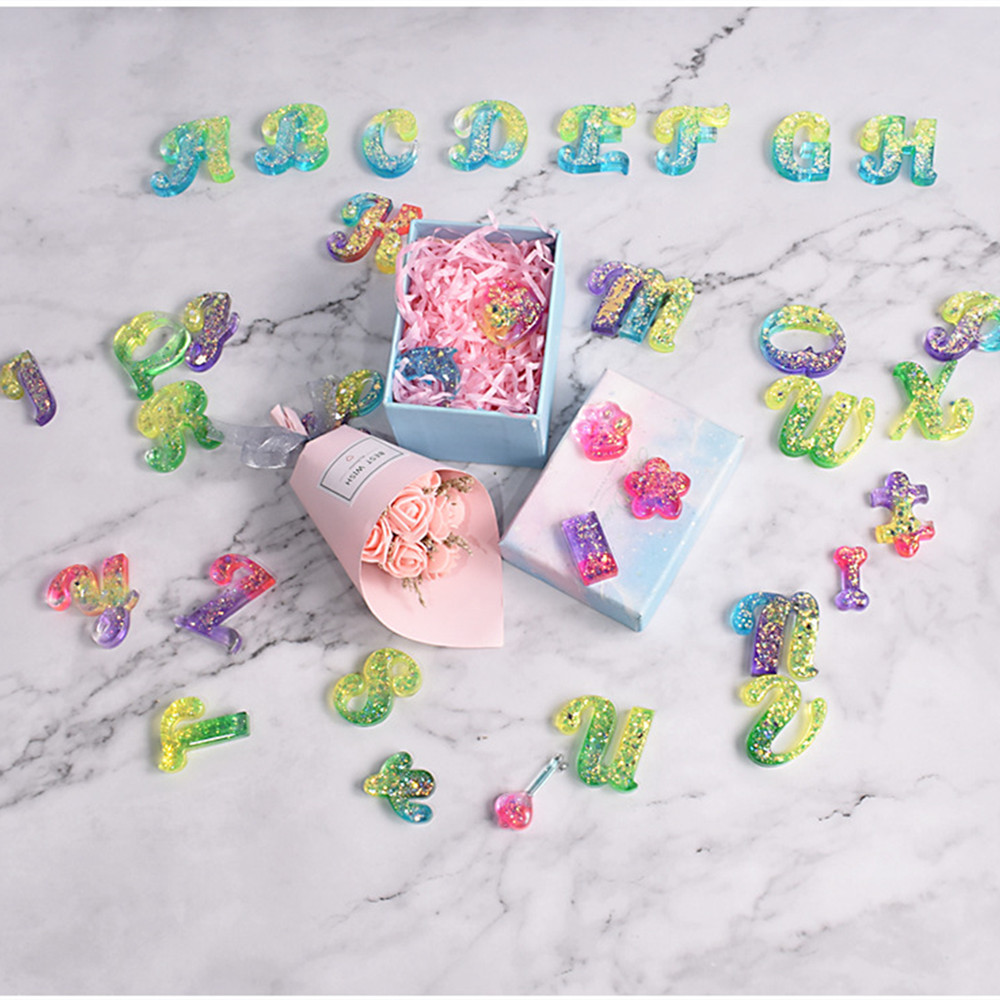 Alphabet Epoxy Resin Silicone  - Gold Foil Flakes ulasan dan harga