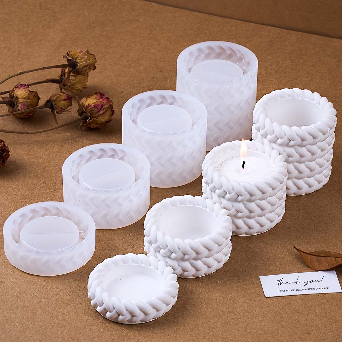 1/2/3/4 Floors Hemp Rope Candl - Coaster Mold Round ulasan dan harga