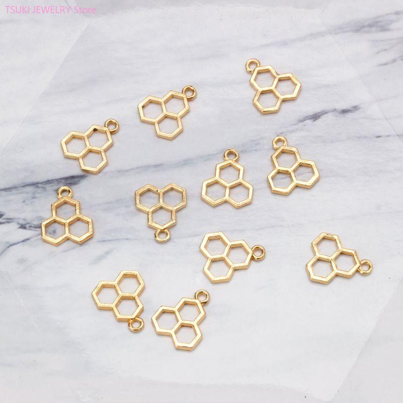 62KE 10x/Set Gold Honeycomb Bl - Bezels Set Pendant ulasan dan harga