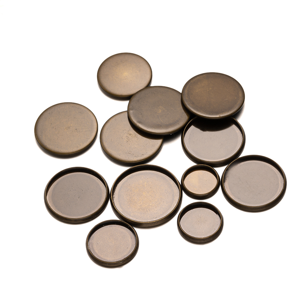 20pcs Antique Bronze Flat Roun - Bezels Set Pendant ulasan dan harga