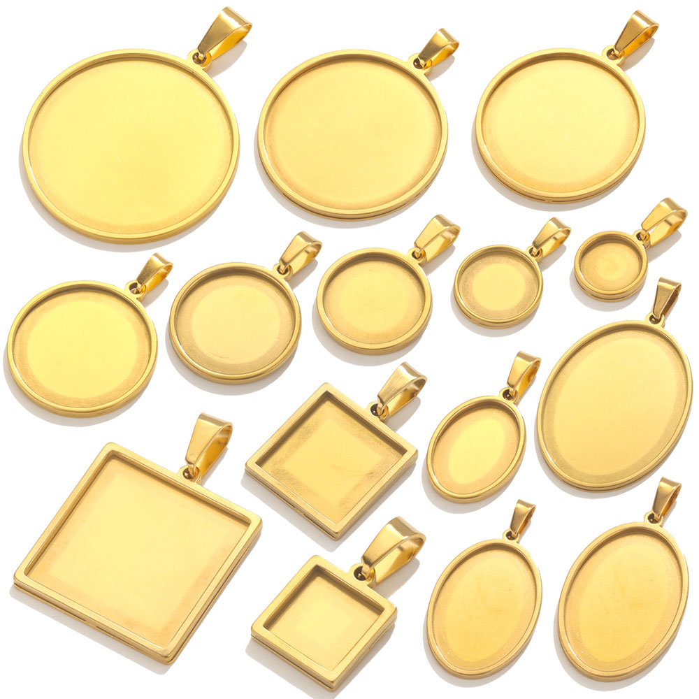 5pcs Stainless Steel Pendant C - Bezels Set Pendant ulasan dan harga