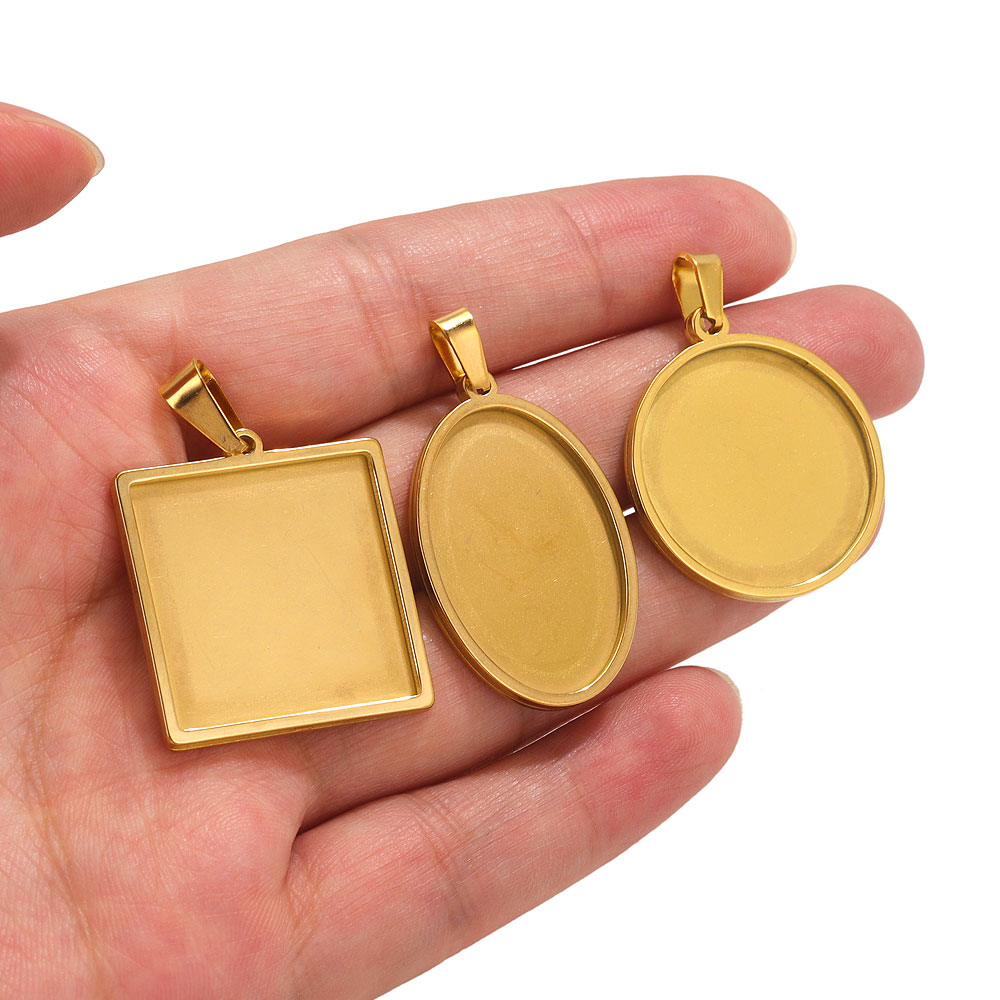 5pcs Stainless Steel Pendant C - Bezels Set Pendant ulasan dan harga