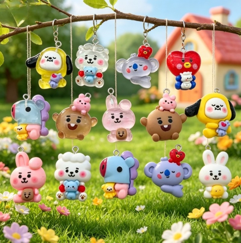 7pcs BT21 Resin Cartoon Charm  - Resin Craft Supplies ulasan dan harga