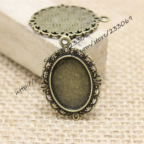 40pcs/lot Antique bronze alloy - Bezels Set Pendant ulasan dan harga