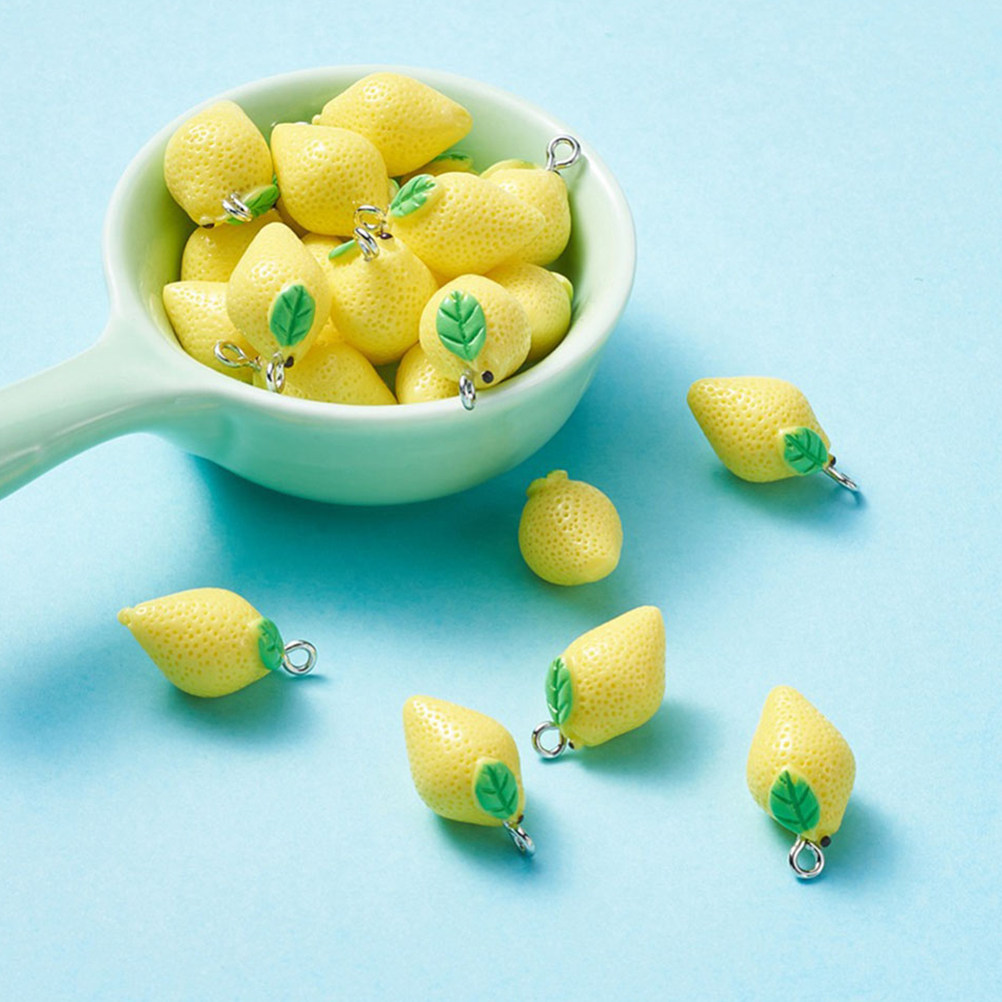 20Pcs Resin Lemon Charms Fruit - Resin Craft Supplies ulasan dan harga