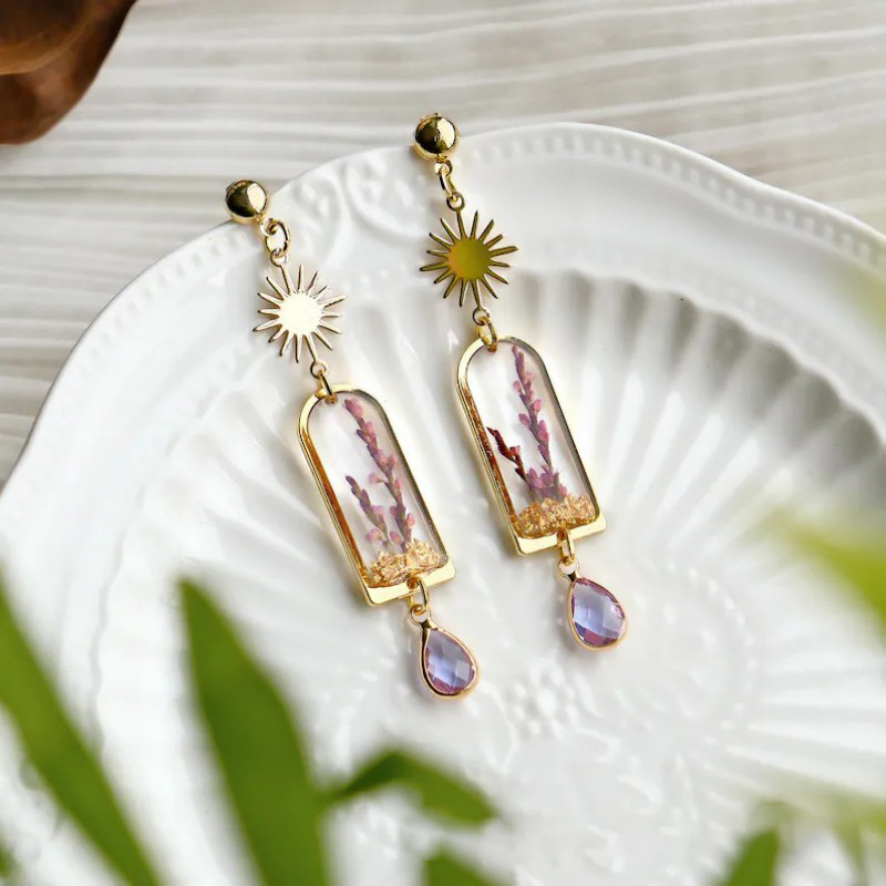 Unique Purple Lavender Earring - Dried Flower Bulk ulasan dan harga