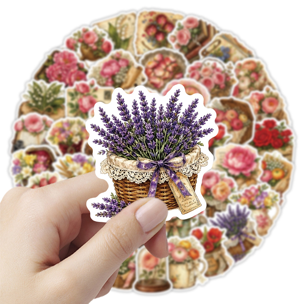 50Pcs Vintage Floral Stickers  - Dried Flower Bulk ulasan dan harga