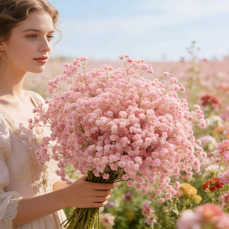 130-Stem Pink Gypsophila Artif - Dried Flower Bulk ulasan dan harga
